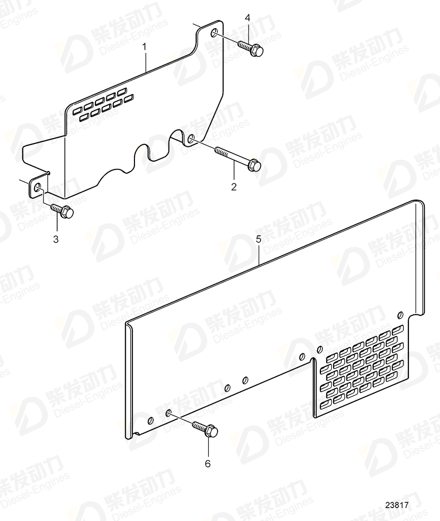 volvo penta Radiation shield 21442226 Drawing volvo penta Radiation shield 21442226 Drawing